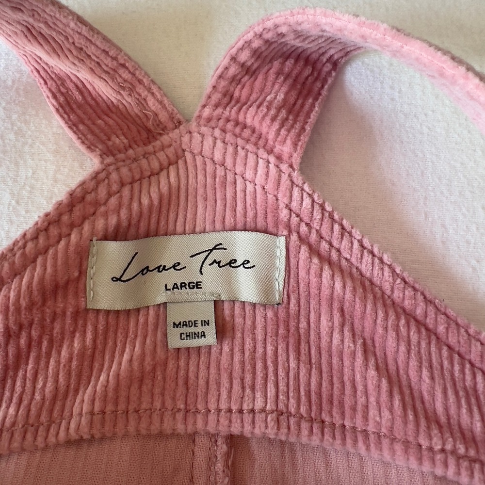 Love Tree Pink Corduroy Button Front Pinafore Overall Dress Large D4002 - Picture 4 of 11